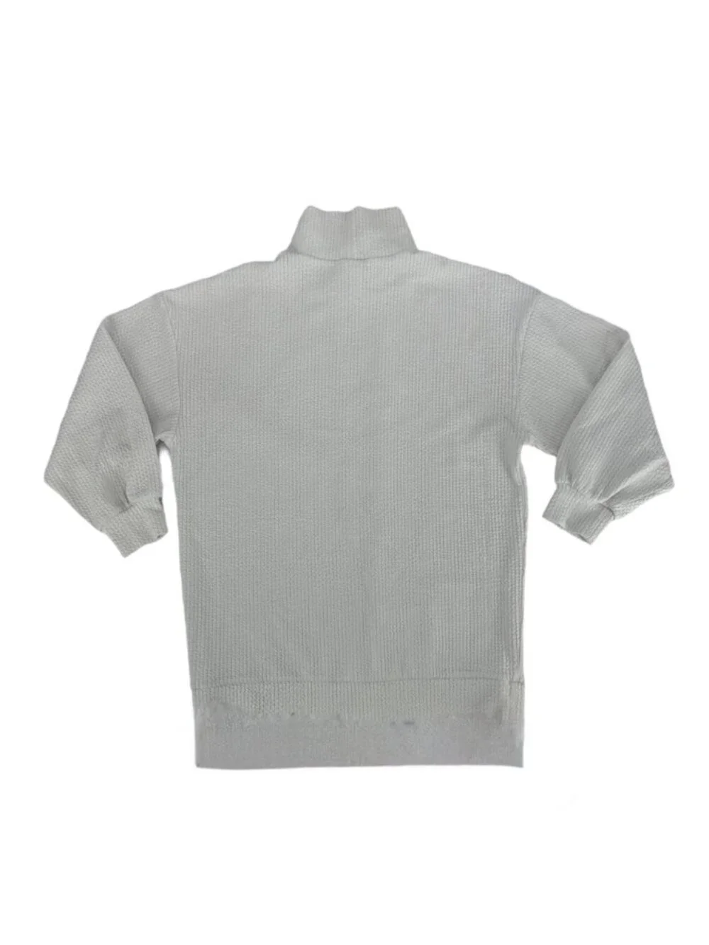 New Balance Pullover Unisex Medium Off White Waffle Knit Funnel Neck Sweatshirt
